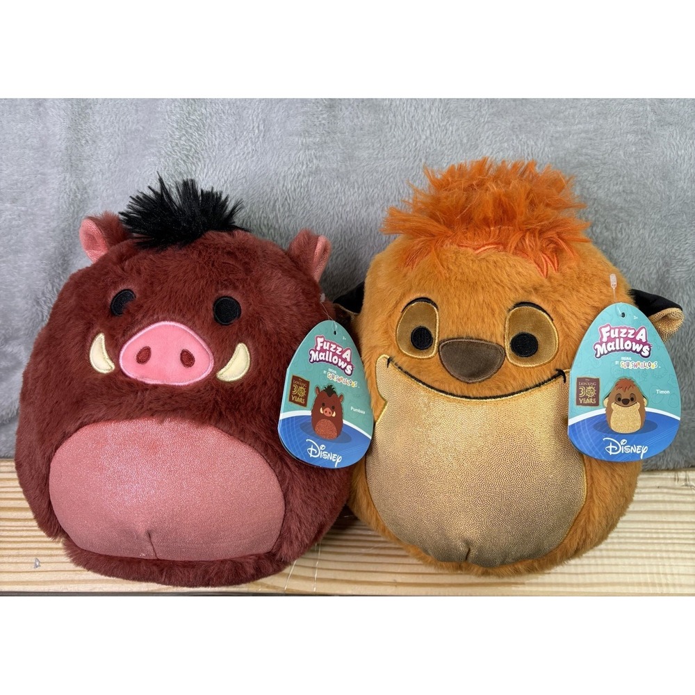 Squishmallows 8" Disney Pumbaa The Warthog And Timon Lot 2 Plush NEW with Tag